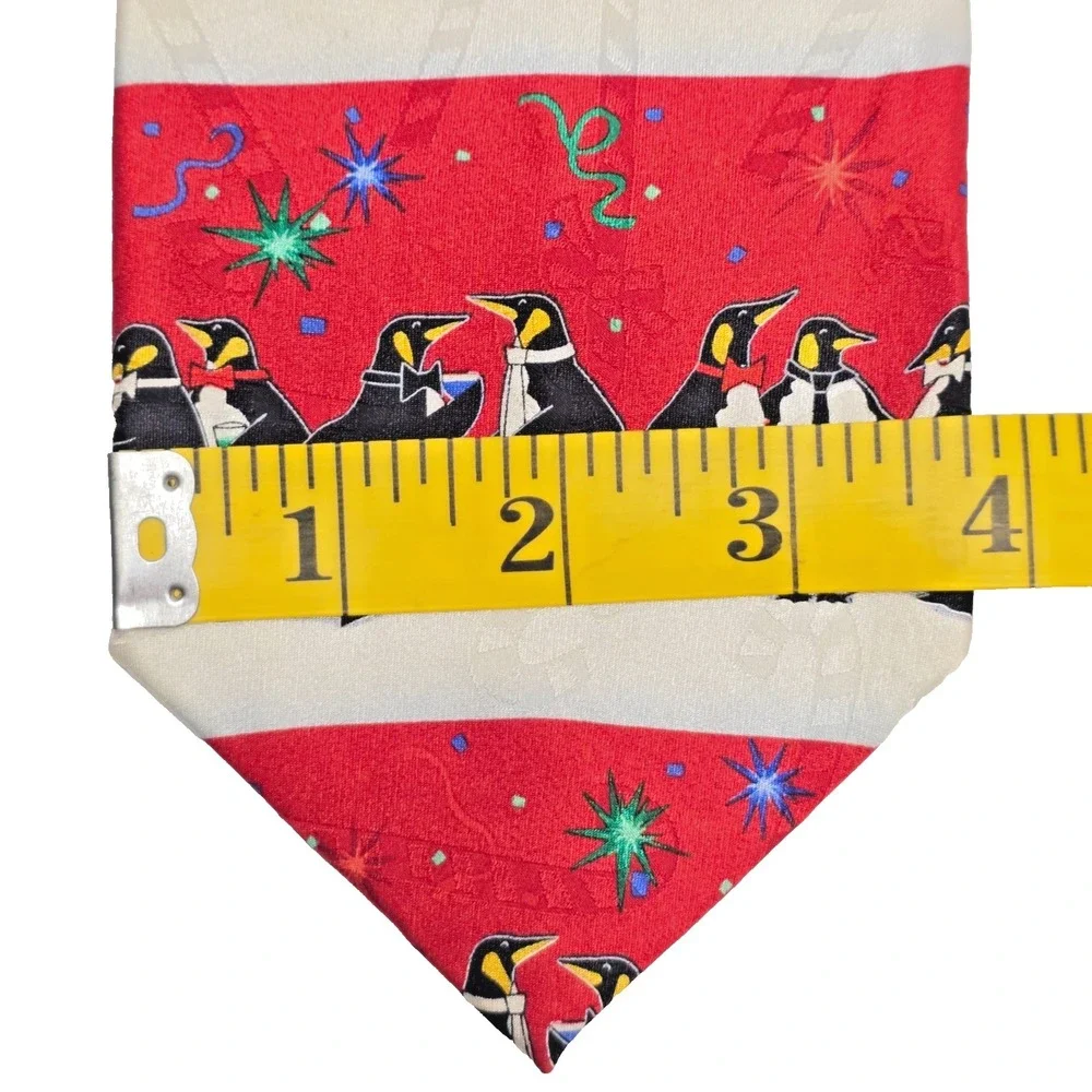Hallmark Christmas Silk Tie Penguin‎ Yule Greetings Festive Holiday Men's